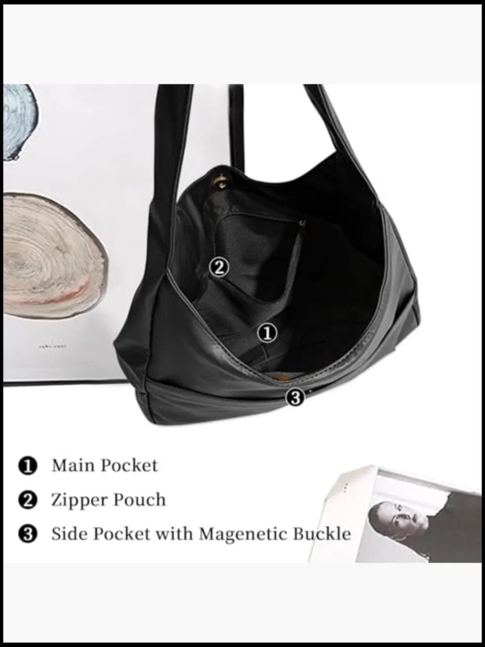 Vegan Leather Hobo Bag Large Soft Shoulder Tote Purse Everyday Chic